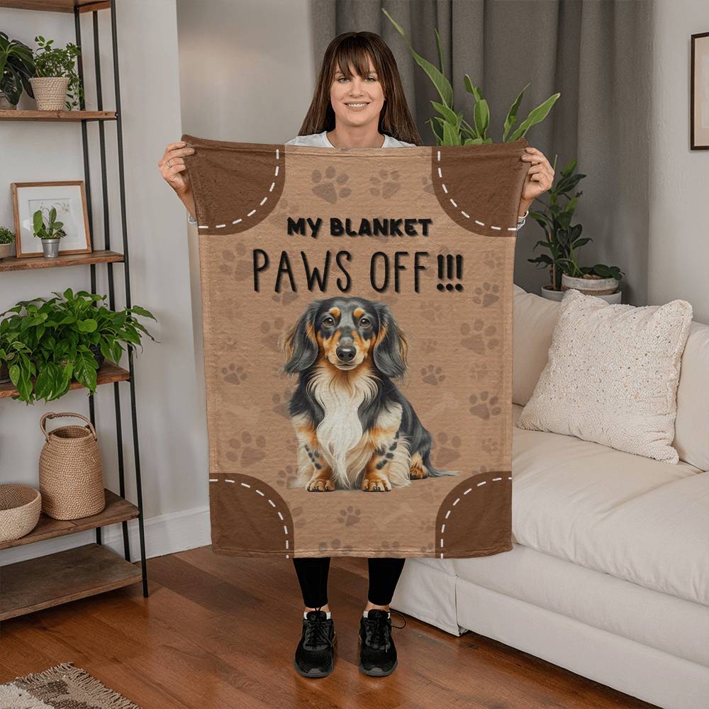 My Blanket Paws Off | Long-haired Dachshund | Coral Fleece Blanket