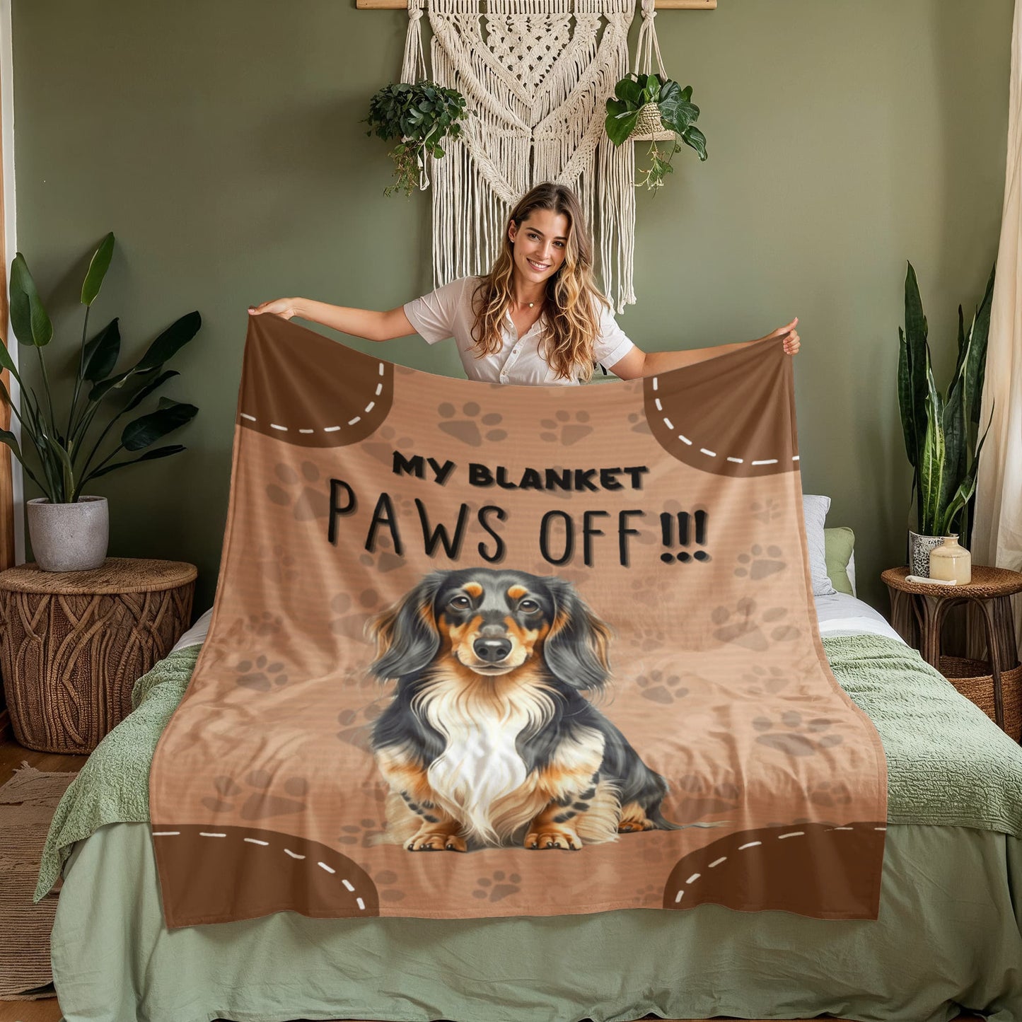 My Blanket Paws Off | Long-haired Dachshund | Coral Fleece Blanket