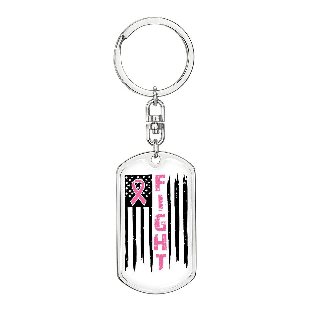 FIGHT Breast Cancer Dog Tag with Swivel Keychain - You Make It Special