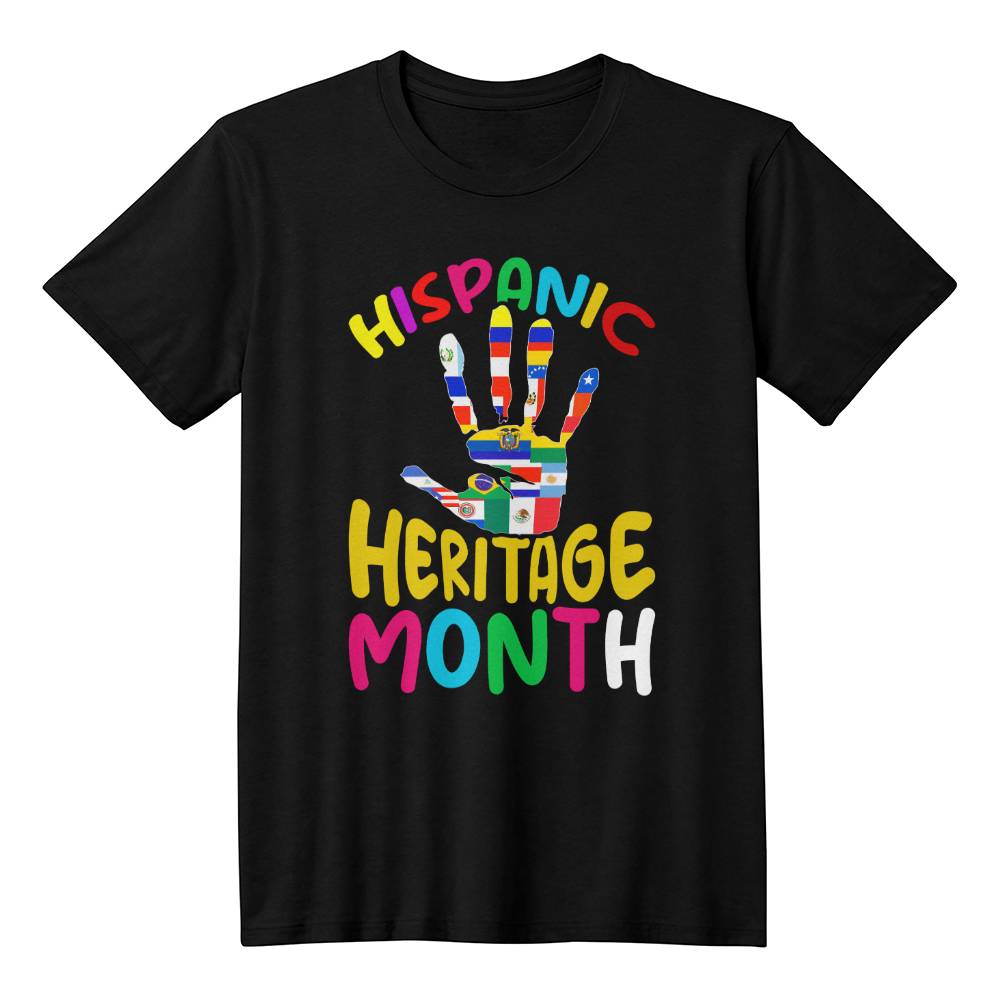 Hispanic Heritage Month with Hand shirt (BC3001 - HHMthHnd - Bk - S2408) - You Make It Special