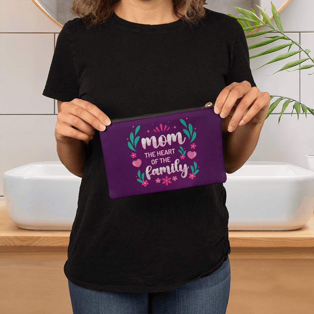 Mom The Heart Of The Family Small Zippered Pouch (ZPS-MmHrtFmly-S2403) - You Make It Special