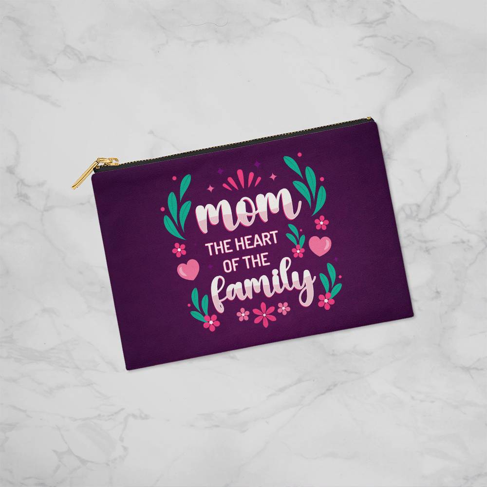 Mom The Heart Of The Family Small Zippered Pouch (ZPS-MmHrtFmly-S2403) - You Make It Special
