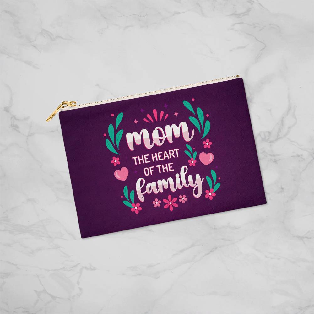 Mom The Heart Of The Family Small Zippered Pouch (ZPS-MmHrtFmly-S2403) - You Make It Special