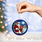 Santa with Reindeer Faux Stained Glass Ornament Acrylic Ornament - You Make It Special