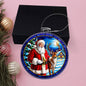 Santa with Reindeer Faux Stained Glass Ornament Acrylic Ornament - You Make It Special