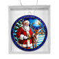 Santa with Reindeer Faux Stained Glass Ornament Acrylic Ornament - You Make It Special