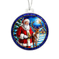 Santa with Reindeer Faux Stained Glass Ornament Acrylic Ornament - You Make It Special
