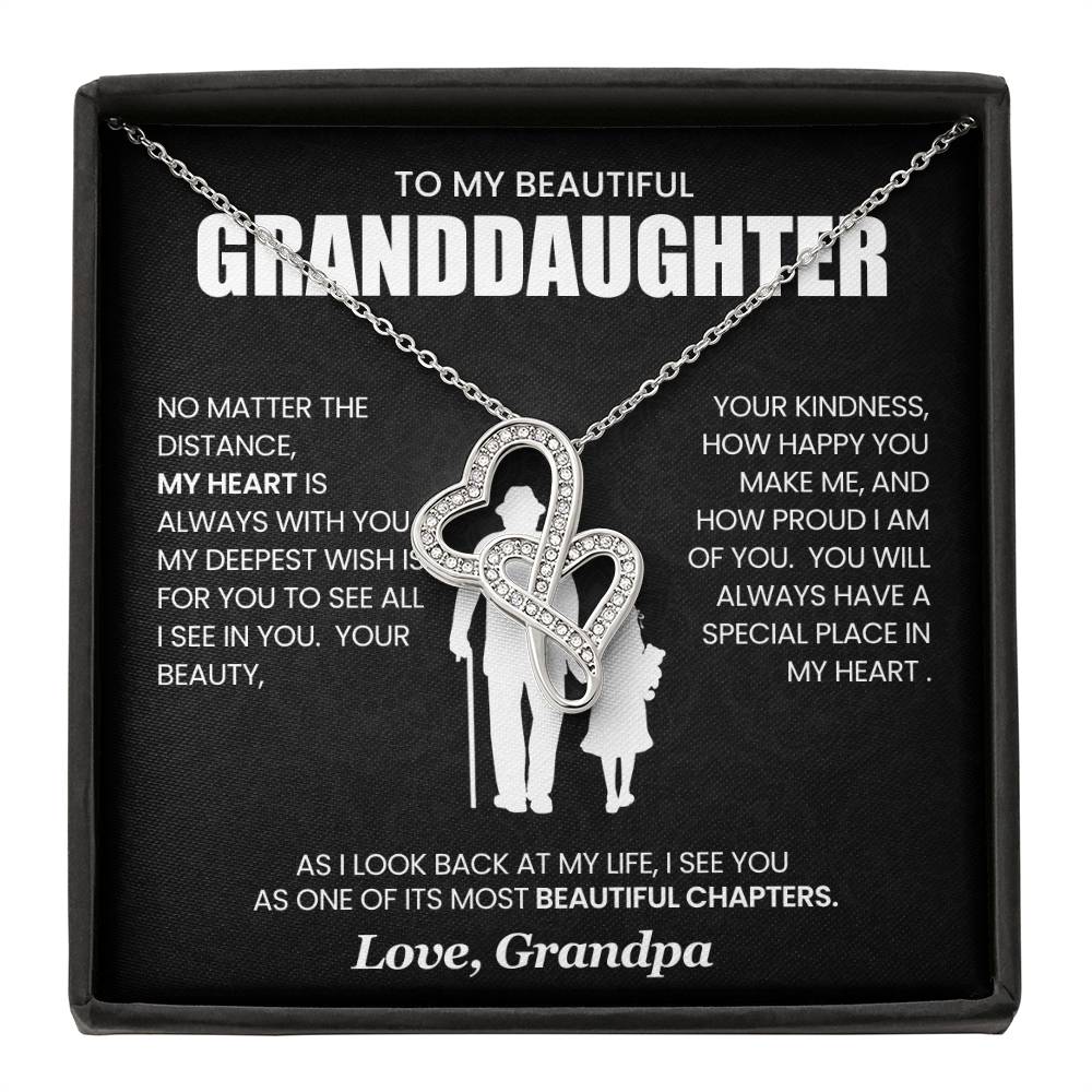To Granddaughter From Grandpa | NO MATTER THE DISTANCE | Heart To Heart Necklace - You Make It Special