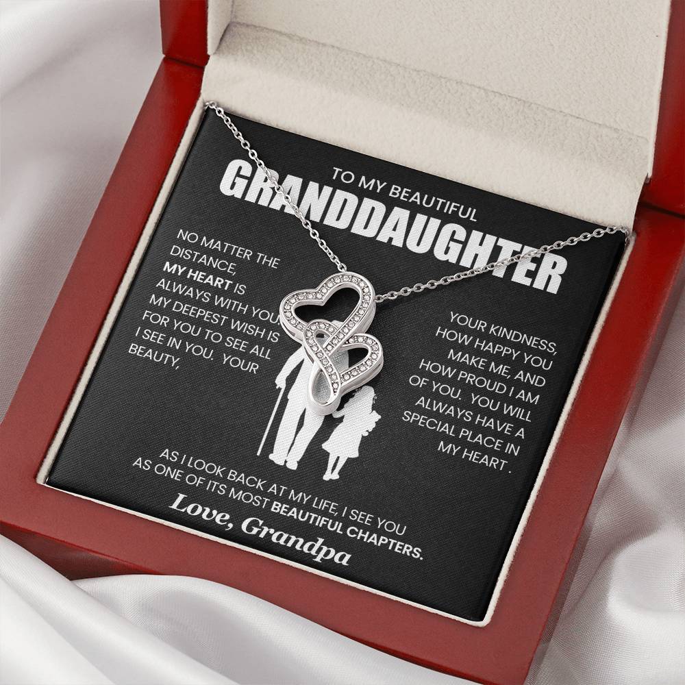 To Granddaughter From Grandpa | NO MATTER THE DISTANCE | Heart To Heart Necklace - You Make It Special