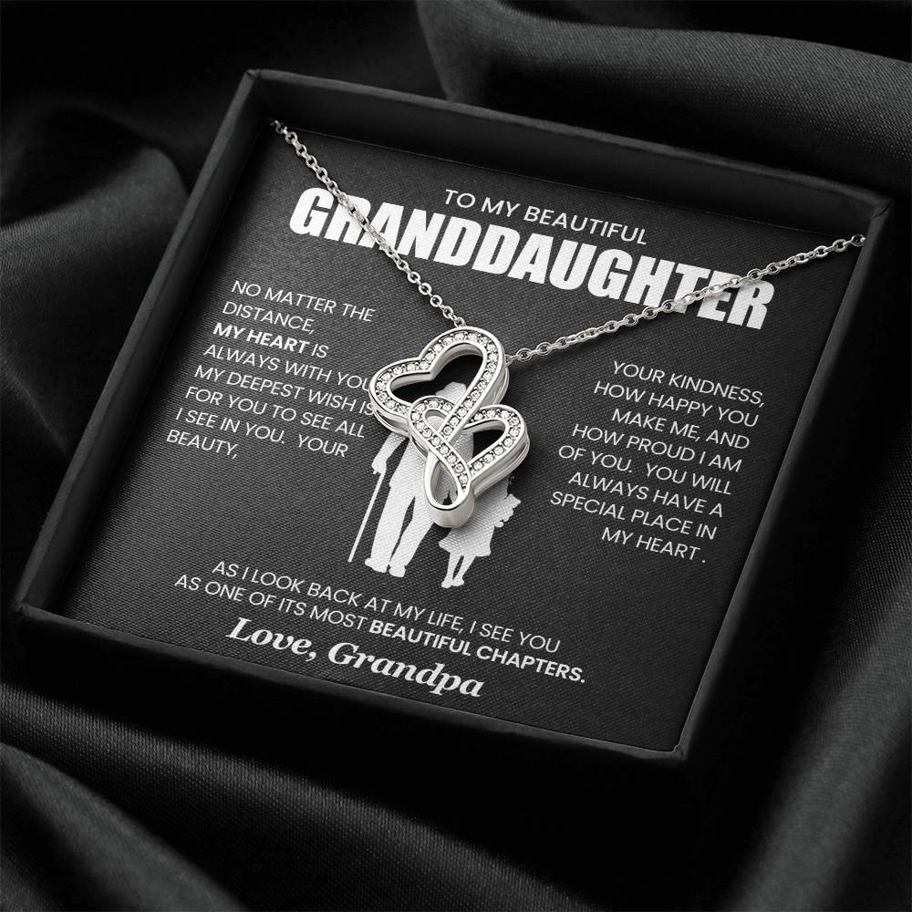 To Granddaughter From Grandpa | NO MATTER THE DISTANCE | Heart To Heart Necklace - You Make It Special