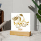 Chinese New Year 2024 - GOLD Dragon Square Acrylic Plaque Sign Nightlight - You Make It Special