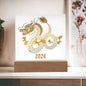 Chinese New Year 2024 - GOLD Dragon Square Acrylic Plaque Sign Nightlight - You Make It Special