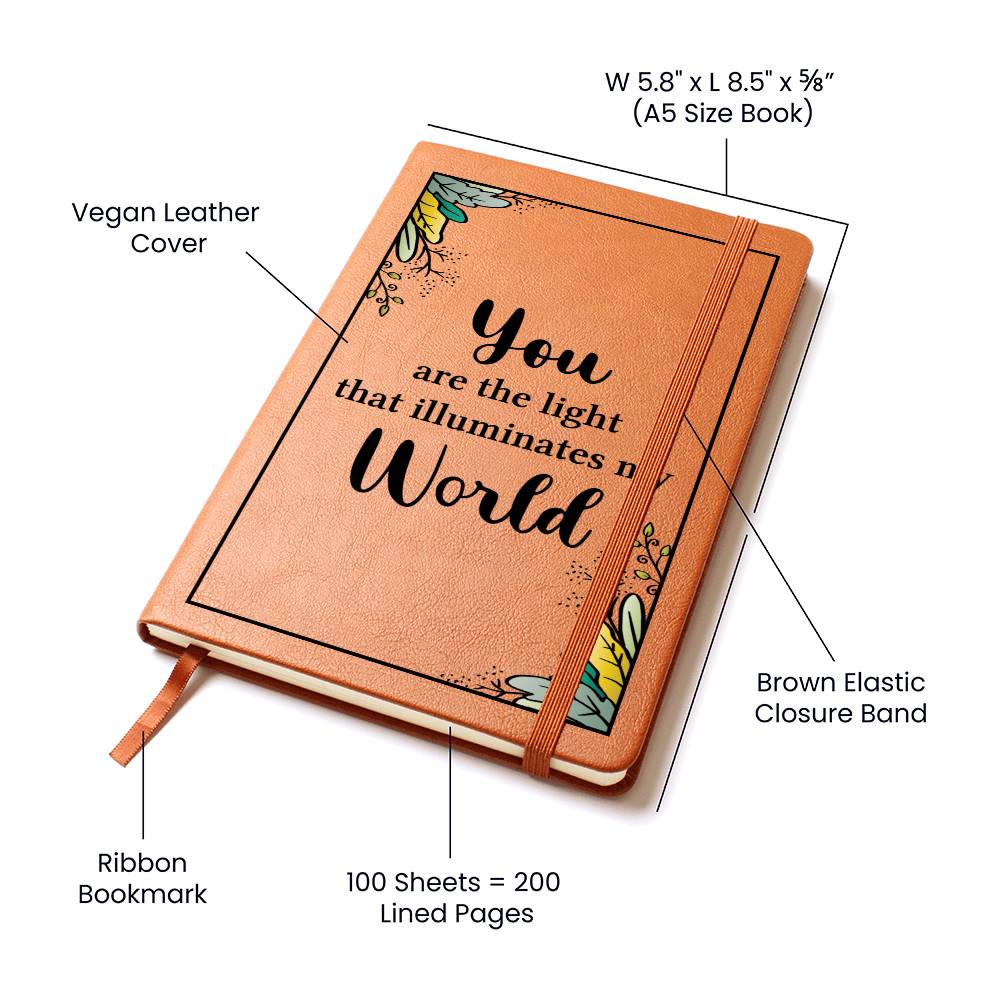 Light leather journal | You are the light - You Make It Special