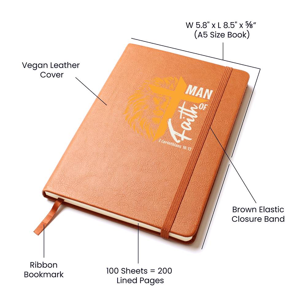Man of God Leather Journal Notebook Diary - Gold Lion Cross (LJ-ManOfGod-Gld-S2401) - You Make It Special