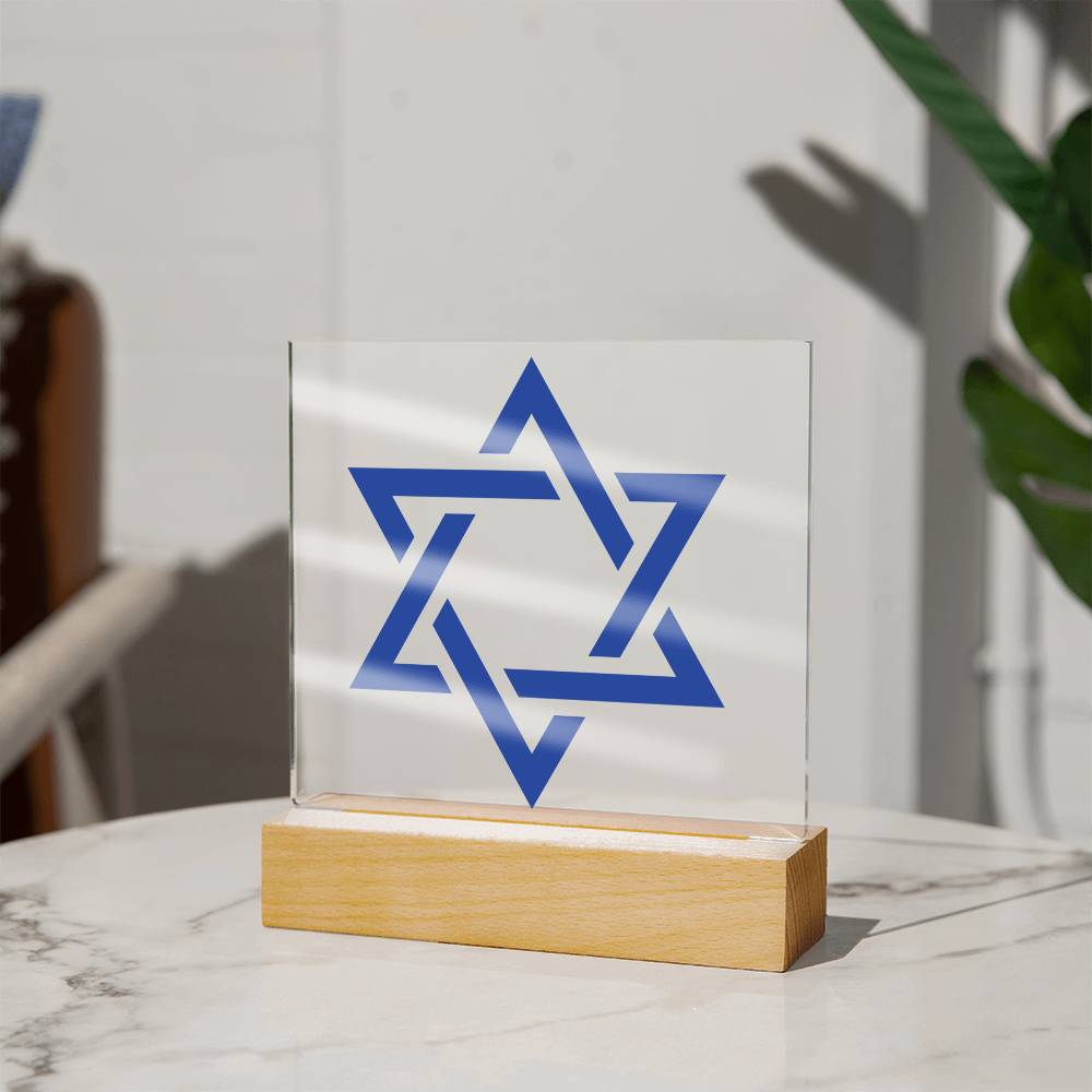 Star Of David Square Acrylic Plaque (AS-StrOfDvd-Blue-S2312) - You Make It Special