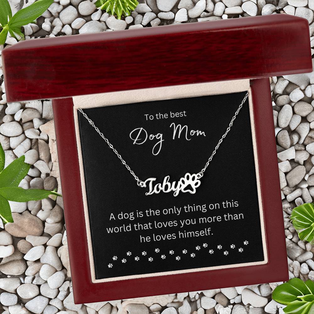 To Best Dog Mom - Personalize Name Necklace | A dog (PPNN-M-ME-BestDogMom-BK-S2309) - You Make It Special