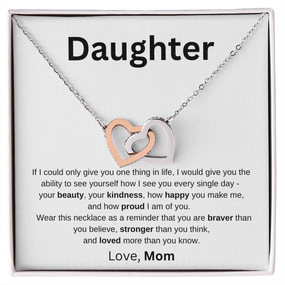 To Daughter Love Mom | If I could Interlocking Hearts necklace gold