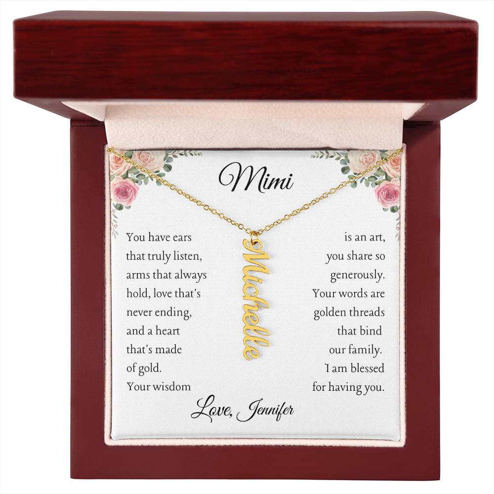 To MiMi from 1 grandchild From "Personalize Giver Name" | Personalized Vertical Name Necklace - You Make It Special