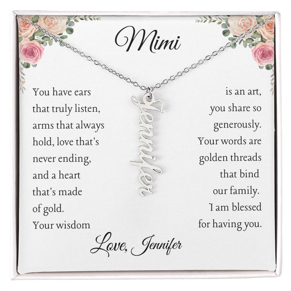 To MiMi from 1 grandchild From "Personalize Giver Name" | Personalized Vertical Name Necklace - You Make It Special