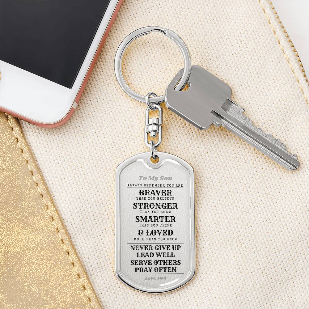 To Son From Dad | Always Remember | Dog Tag with Swivel Keychain (DT-KSW-S-D-W-S2309) - You Make It Special