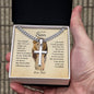 To Son Love Dad | Old Lion | Artisan Cross with Cuban Link Chain necklace