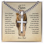 To Son Love Dad | Old Lion | Artisan Cross with Cuban Link Chain necklace