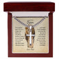 To Son Love Dad | Old Lion | Artisan Cross with Cuban Link Chain necklace