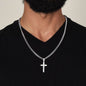 To Son Love Dad | Old Lion | Artisan Cross with Cuban Link Chain necklace