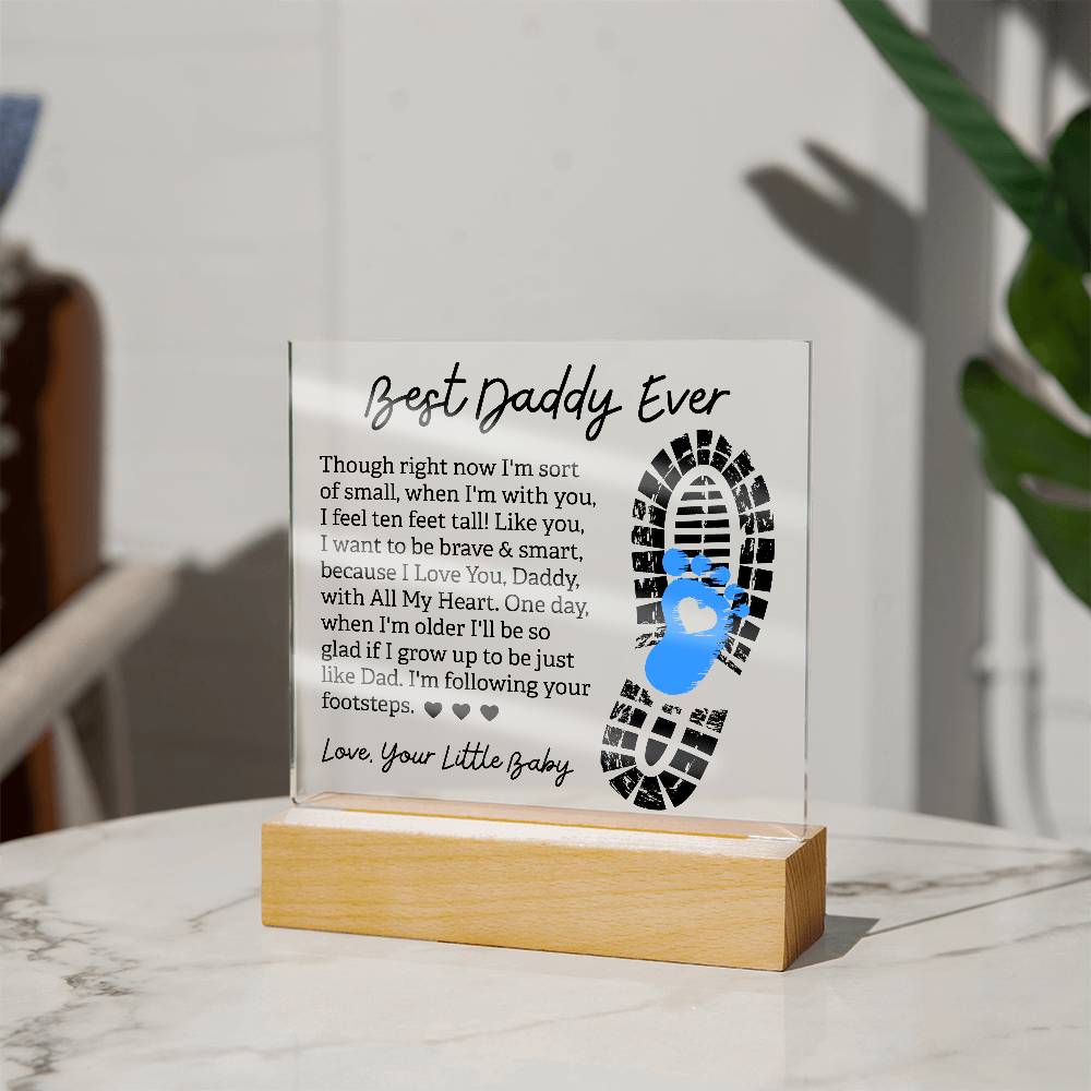 Best Daddy Ever Square Acrylic Plaque Sign Nightlight (AS-D-Bby-BstDdyEvr-Clr-S2405) - You Make It Special