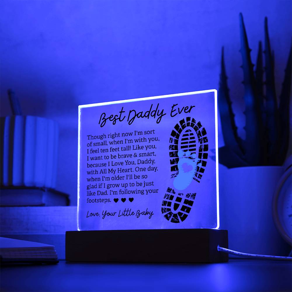 Best Daddy Ever Square Acrylic Plaque Sign Nightlight (AS-D-Bby-BstDdyEvr-Clr-S2405) - You Make It Special