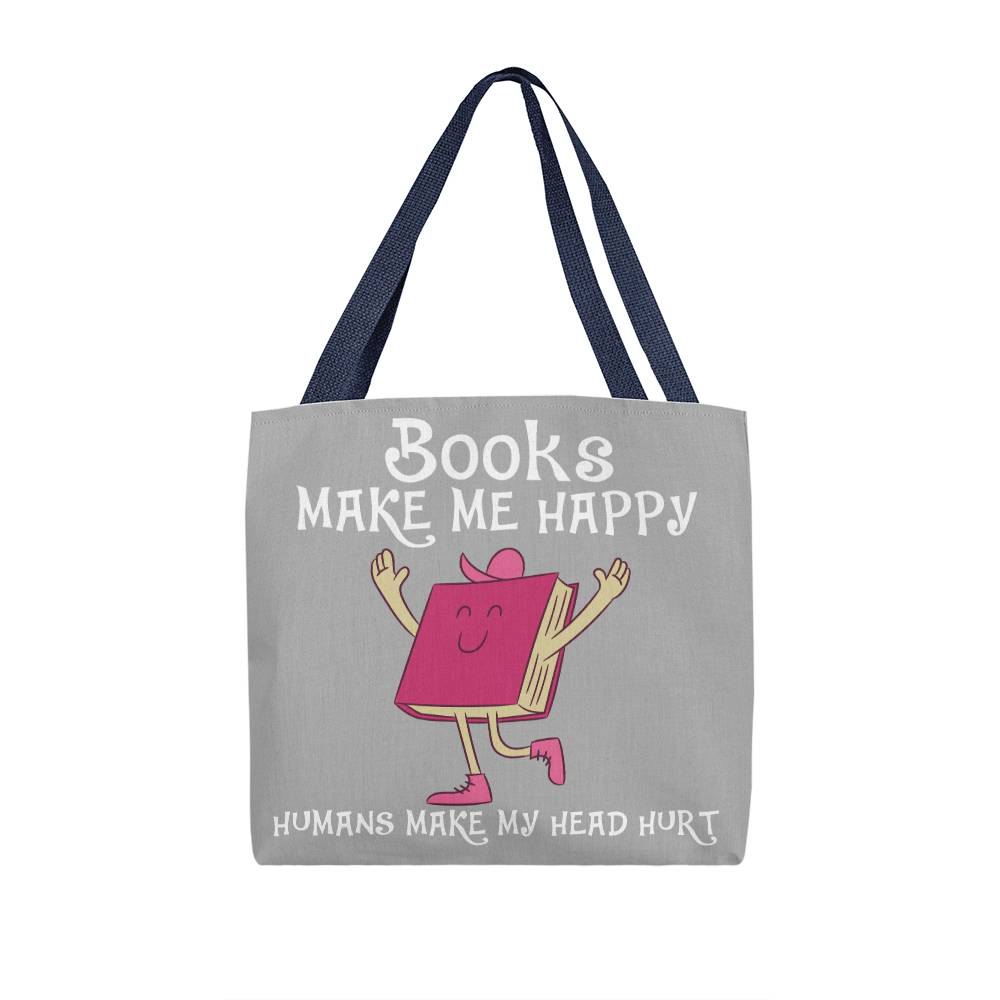 Books Make Me Happy Tote Bag Grocery Shopping Reusable Bag Tote (TB-BksMkHpyHmHdHrt-S2405) - You Make It Special