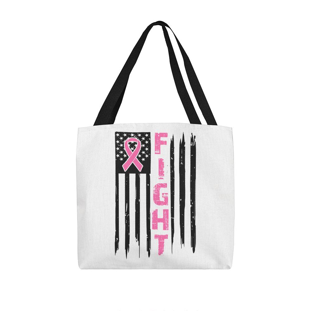 Breast Cancer FIGHT Flag Tote Bag Grocery Shopping Reusable Bag Tote (TB - BCFight - S2408) - You Make It Special