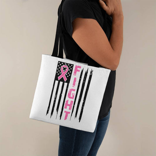 Breast Cancer FIGHT Flag Tote Bag Grocery Shopping Reusable Bag Tote (TB - BCFight - S2408) - You Make It Special