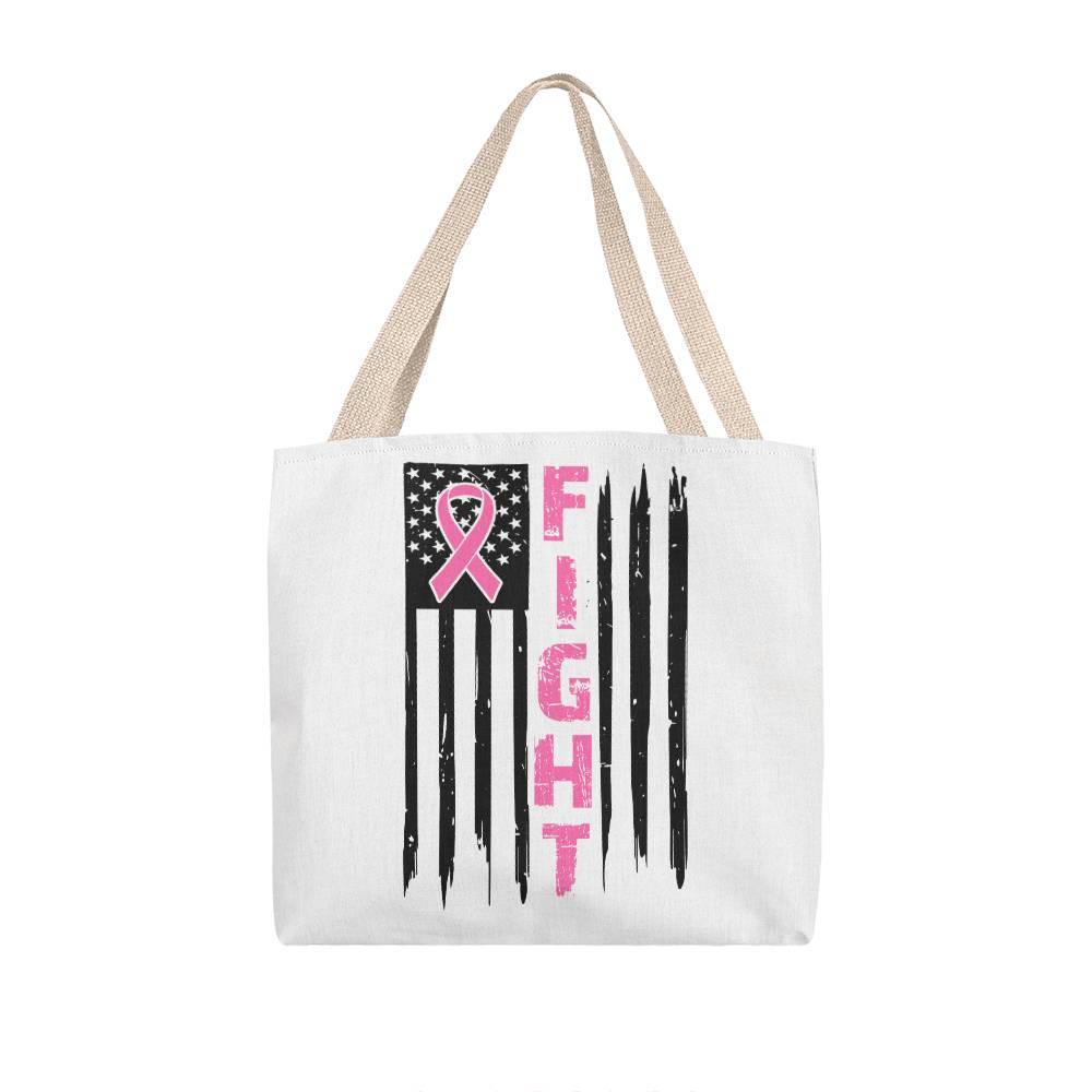 Breast Cancer FIGHT Flag Tote Bag Grocery Shopping Reusable Bag Tote (TB - BCFight - S2408) - You Make It Special