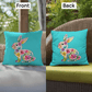 BUNNY FLORAL SPRING EASTER Turquoise Indoor - Outdoor Pillow - You Make It Special