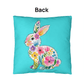 BUNNY FLORAL SPRING EASTER Turquoise Indoor - Outdoor Pillow - You Make It Special