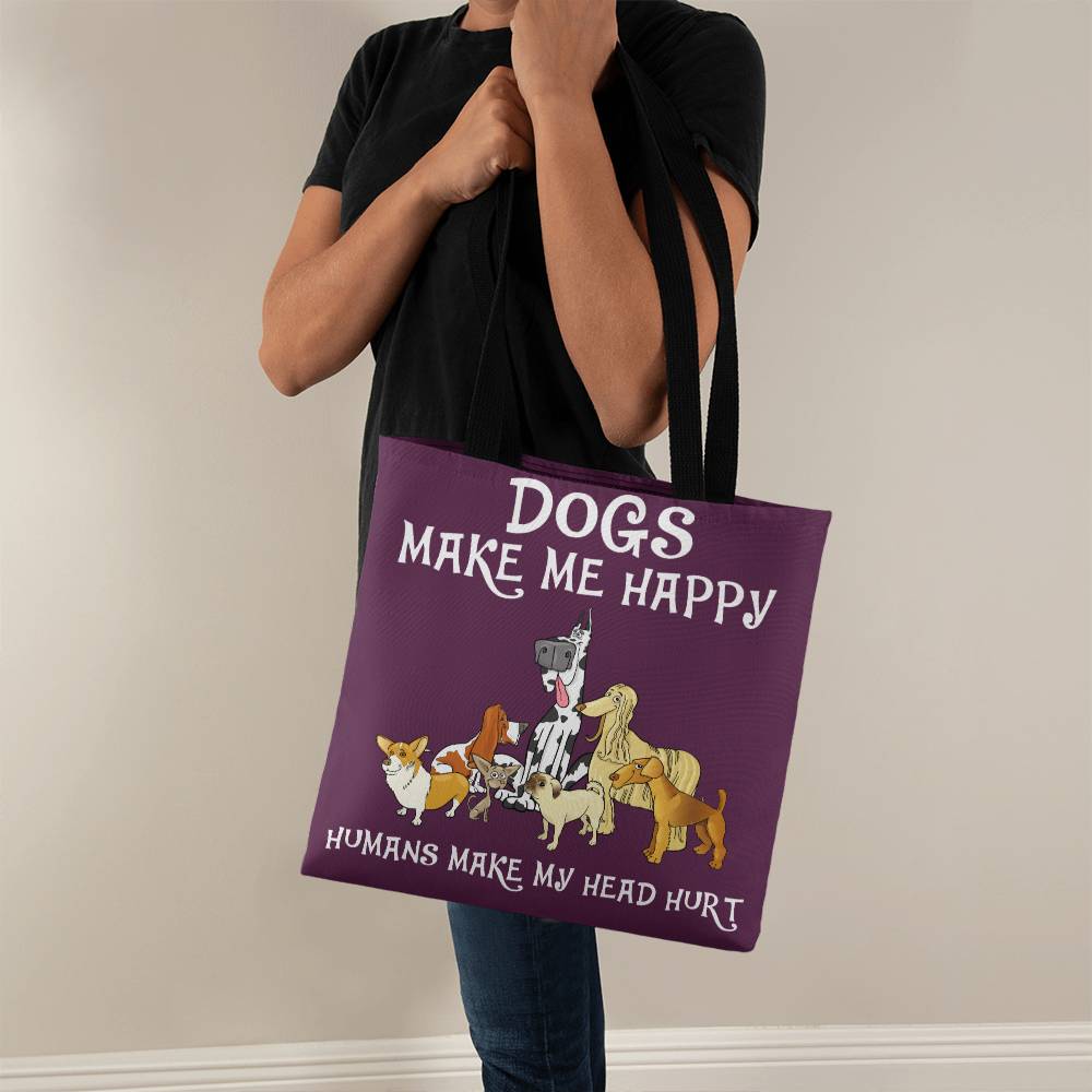 DOGS Make Me Happy Tote Bag Grocery Shopping Reusable Bag Tote (TB-DgsMkHpyHmHdHrt-S2405) - You Make It Special