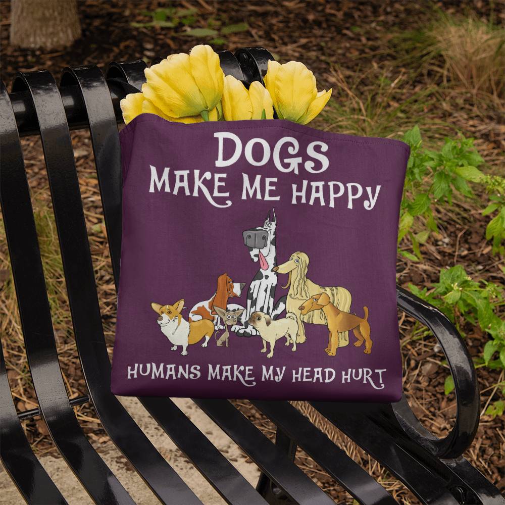 DOGS Make Me Happy Tote Bag Grocery Shopping Reusable Bag Tote (TB-DgsMkHpyHmHdHrt-S2405) - You Make It Special