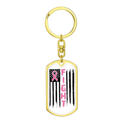 FIGHT Breast Cancer Dog Tag with Swivel Keychain - You Make It Special