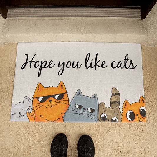 Hope You Like Cats Doormat Welcome Mat (DM-HpLkCats-LtBrn-S2404) - You Make It Special