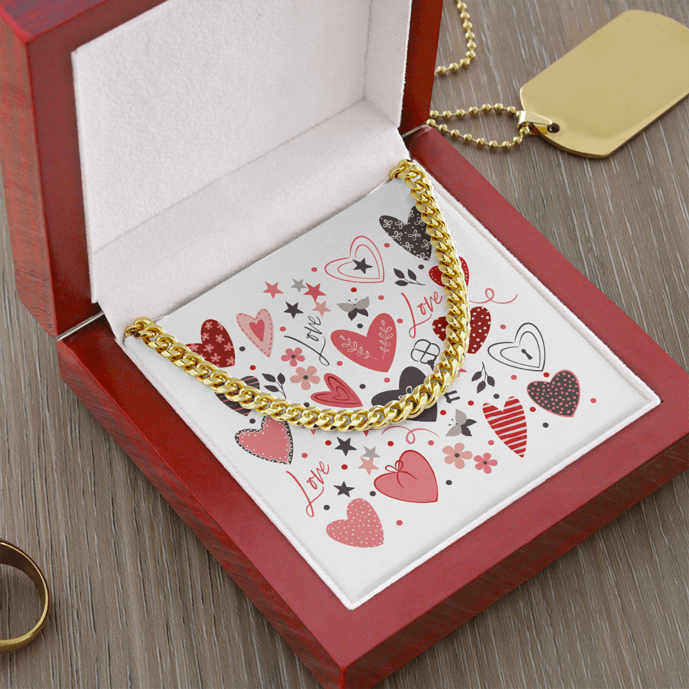 Love Hearts for Him Or Her | Cuban Link Chain Necklace - You Make It Special