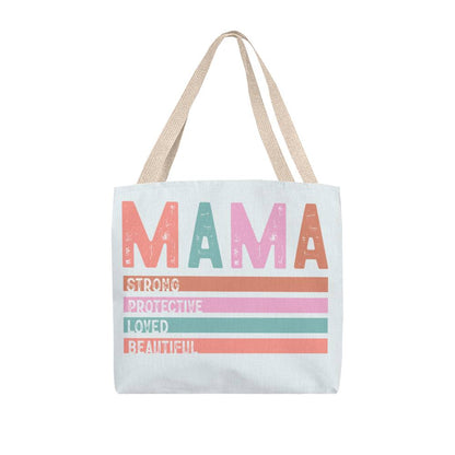 MAMA multicolor Tote Bag Grocery Shopping Reusable Bag Tote (TB-MAMAMultiClr-Cr-S2404) - You Make It Special