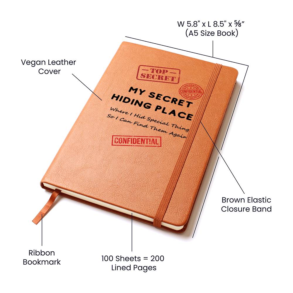 My Secret Hiding Places Leather Journal Notebook Diary (LJ-MyScrtHdng-Bk-S2404) - You Make It Special