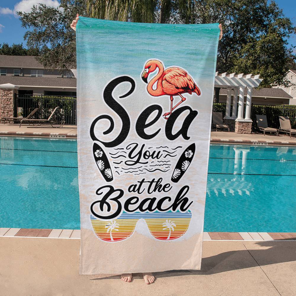 See You At The Beach beach towel (BT-SeeYouBeach-S2404) - You Make It Special