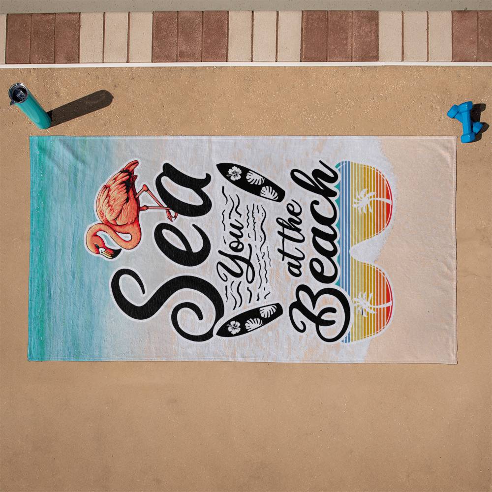 See You At The Beach beach towel (BT-SeeYouBeach-S2404) - You Make It Special