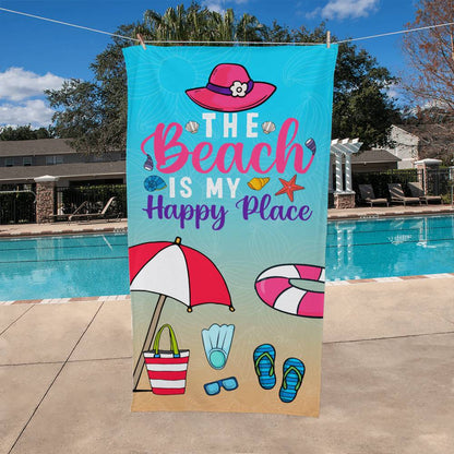 The Beach Is My Happy Place beach towel (BT-BCHHPYPL-S2404) - You Make It Special