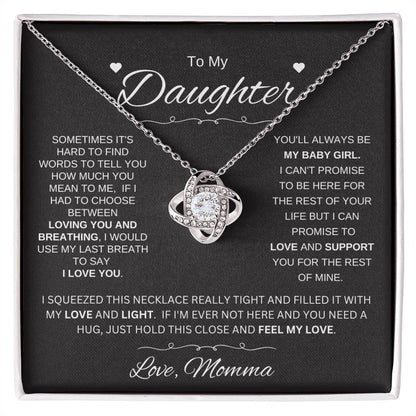 To Daughter Love Momma | SOMETIMES IT'S HARD TO FIND WORDS TO TELL | LoveKnot necklace - You Make It Special