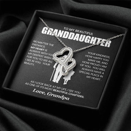 To Granddaughter From Grandpa | NO MATTER THE DISTANCE | Heart To Heart Necklace - You Make It Special