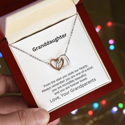 To Granddaughter From Grandparents | From the start | Interlocking Hearts Necklace - You Make It Special