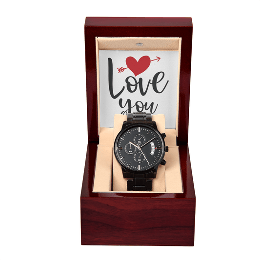 To Man | Love You | Black Chronograph Watch - You Make It Special